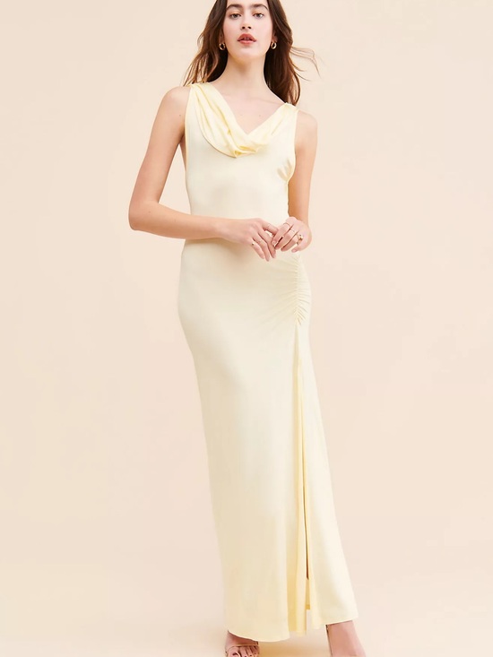 Free People Dresses & Skirts - Free People Pale Yellow Roxanne Cowl-Neck Dress